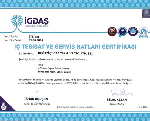 İGDAŞ Yetki Belgesi-2017